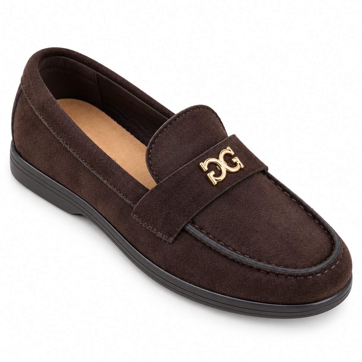 Doremi D1133-L chocolate suede-effect loafers - top view