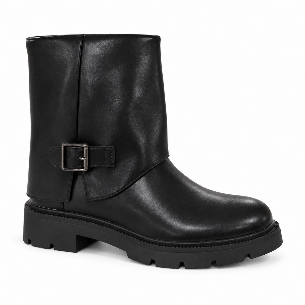 Doremi black buckle boots right-angle