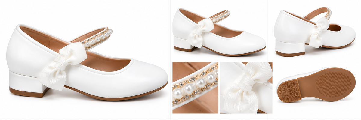 Doremi E4824-M white Mary Jane shoes facing right