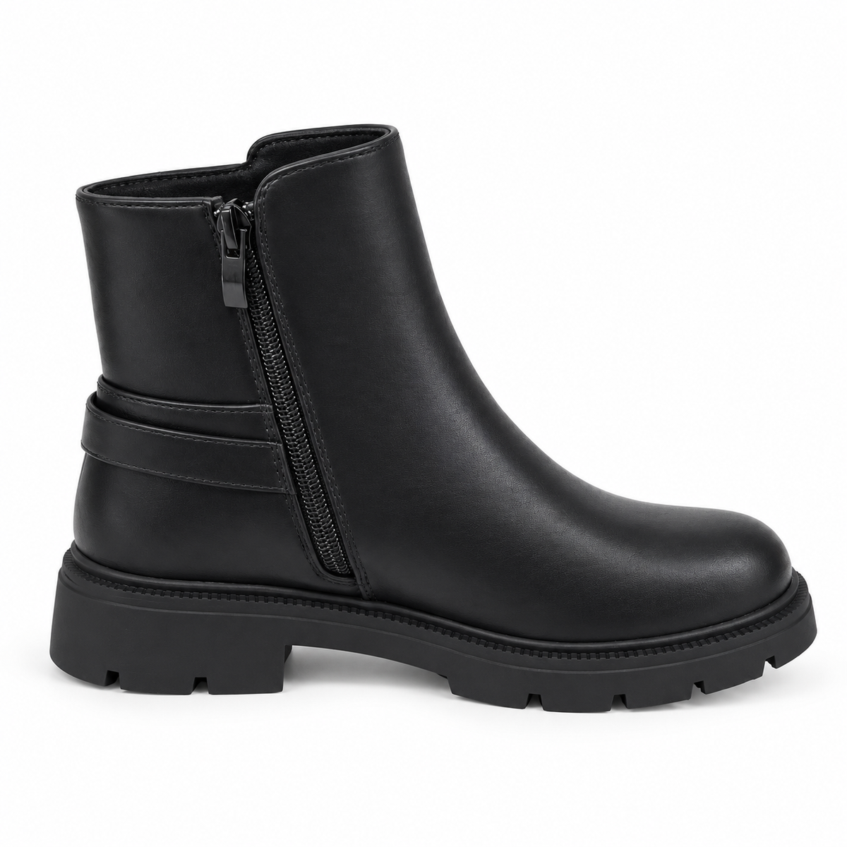 Doremi 58100 Black buckle lug-sole ankle boot inner side