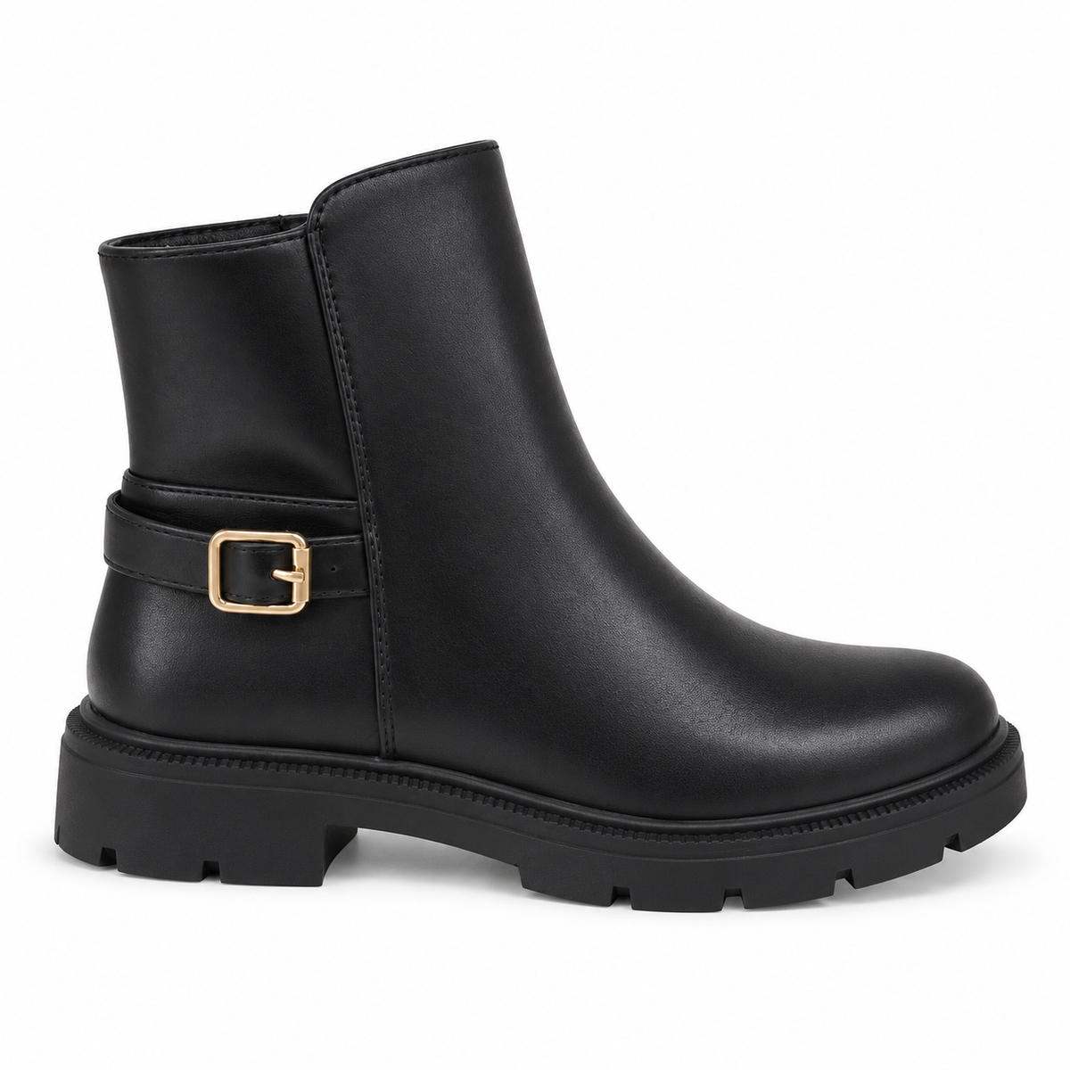Doremi 58100 Black buckle lug-sole ankle boot outer side