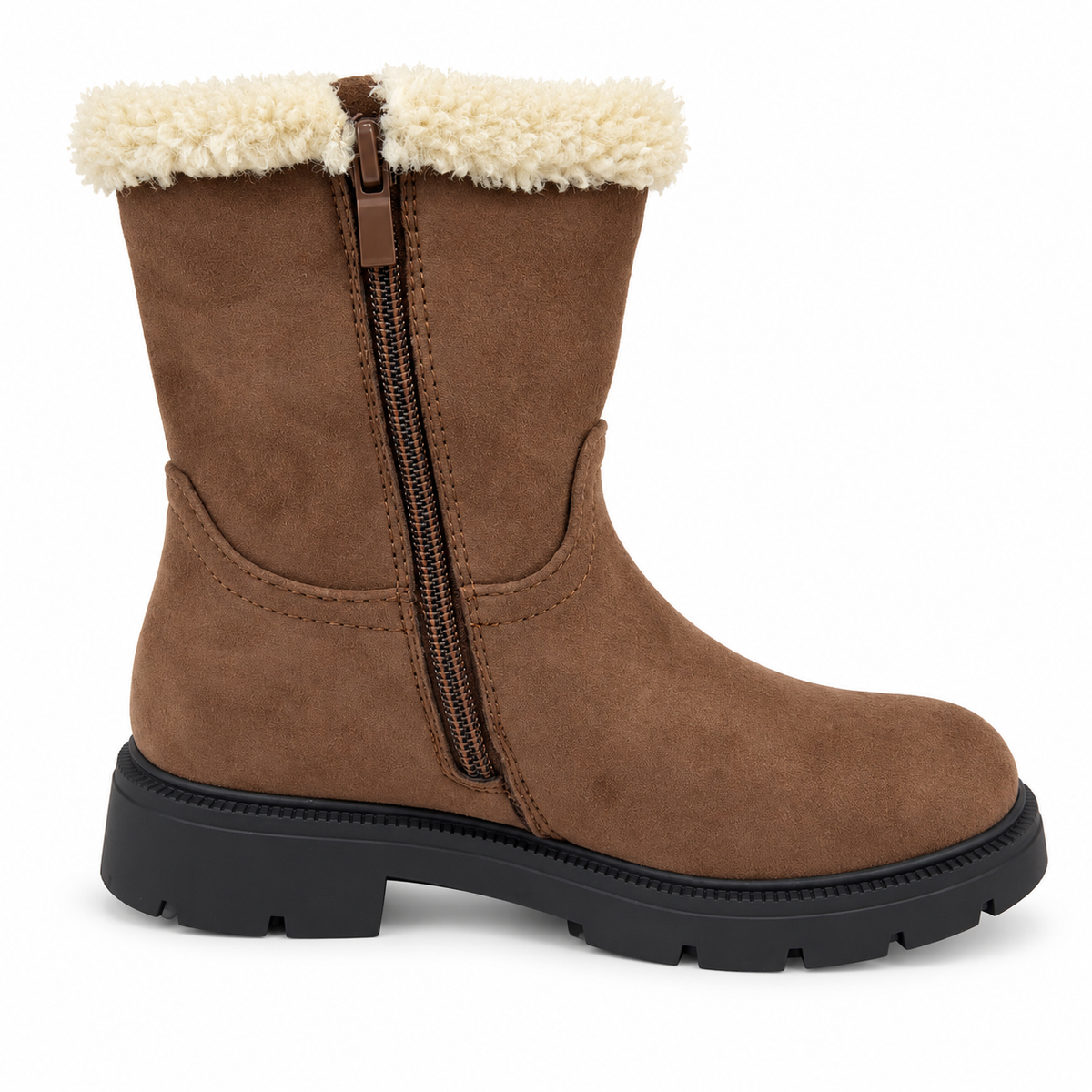 Doremi 58114 Mocca fleece-trim lug-sole boot inner side