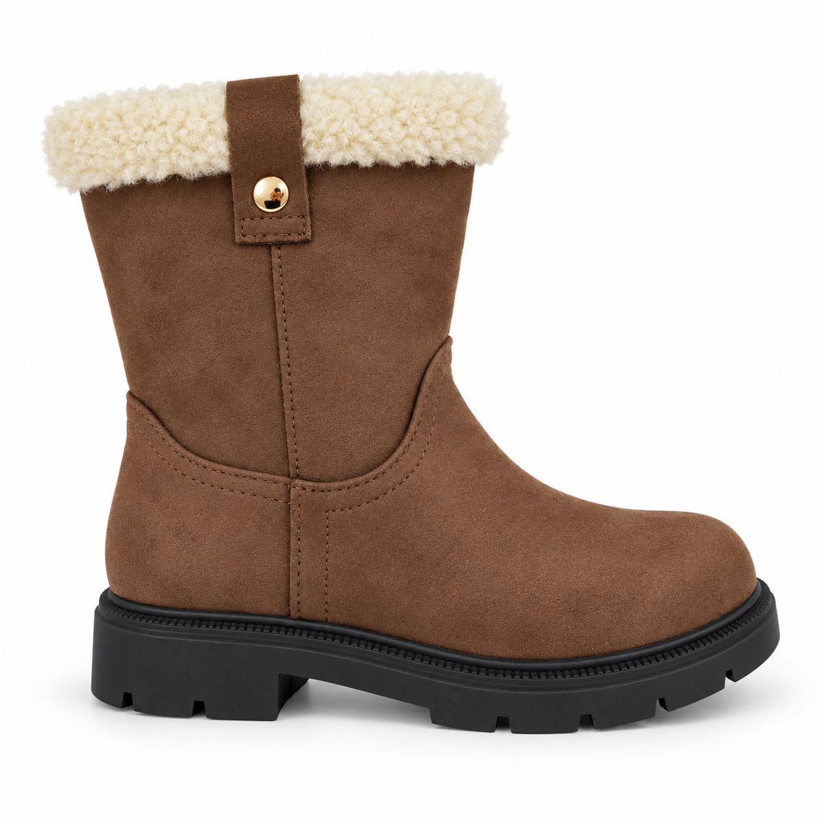Doremi 58114 Mocca fleece-trim lug-sole boot outer side