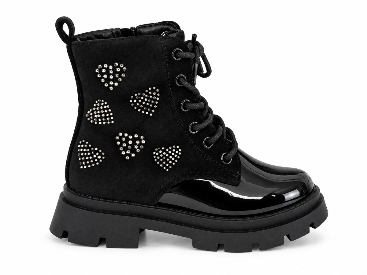 Doremi 7625-24 black studded heart boots heart-outer