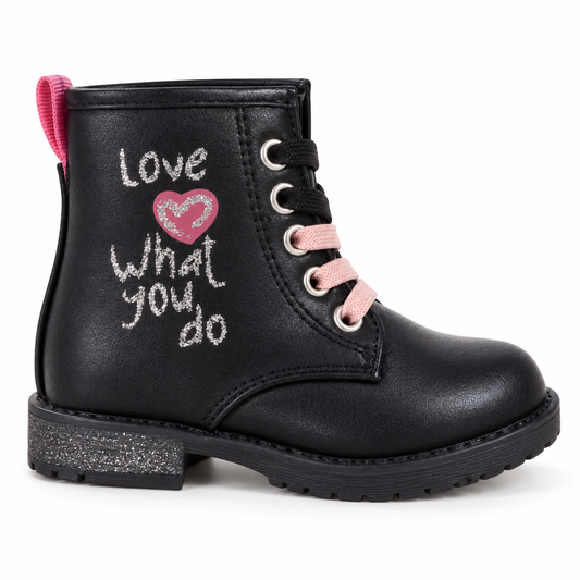 Doremi 7625-8S black and pink Love heart boots love-outer