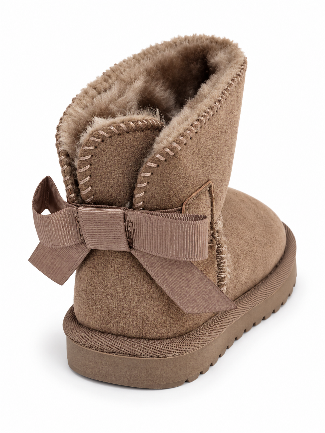 Doremi 998-551S Taupe bow-detail fleece-effect lined ankle boot rear view