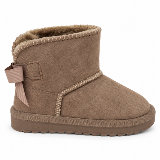 Doremi 998-551S Taupe bow-detail fleece-effect lined ankle boot side view