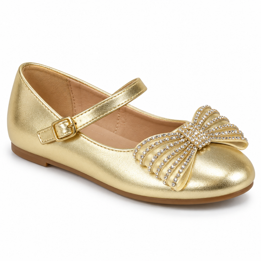 Doremi A2004-M girls bow Mary Jane ballet flats - Gold