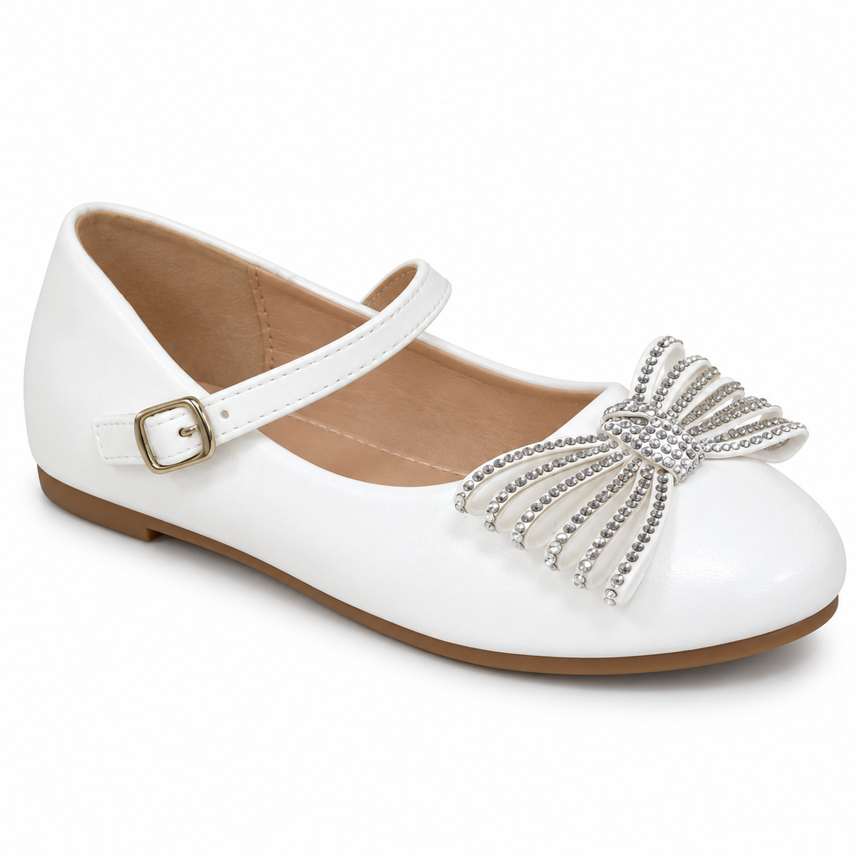 Doremi A2004-L girls bow Mary Jane ballet flats - White