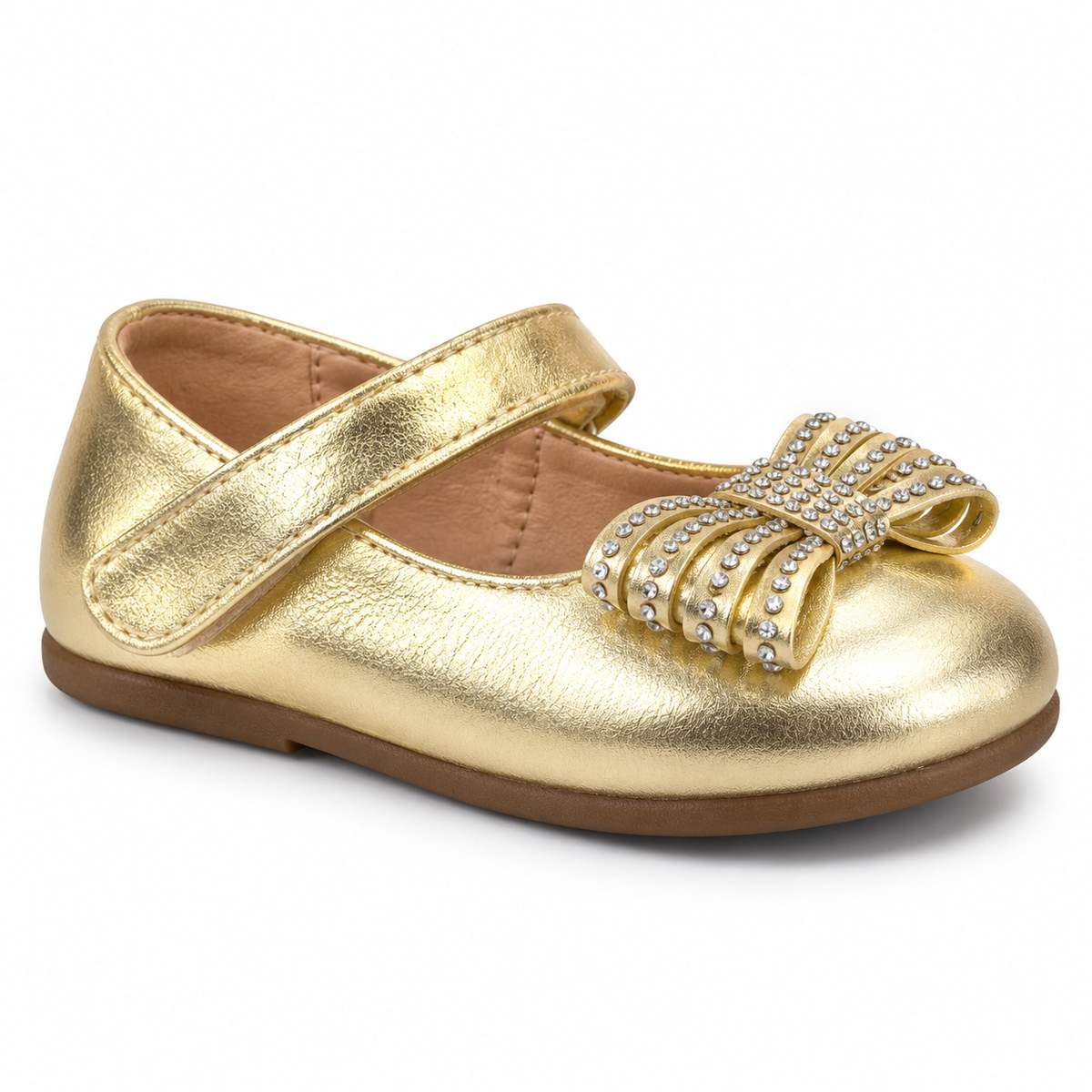 Doremi BB624-S girls bow Mary Jane ballet flats - Gold