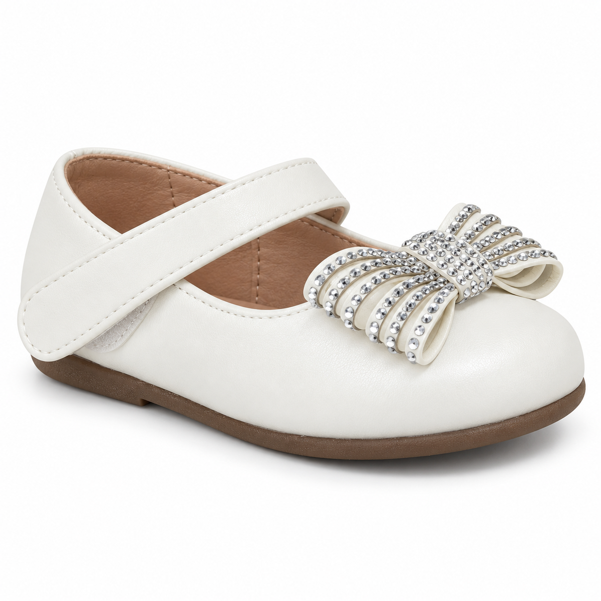 Doremi BB624-S girls bow Mary Jane ballet flats - White