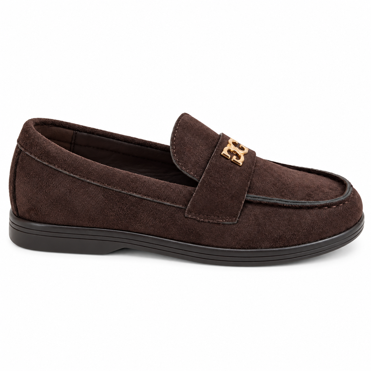 Doremi D1133-L chocolate suede-effect loafers - side view