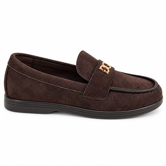 Doremi D1133-L chocolate suede-effect loafers - side view